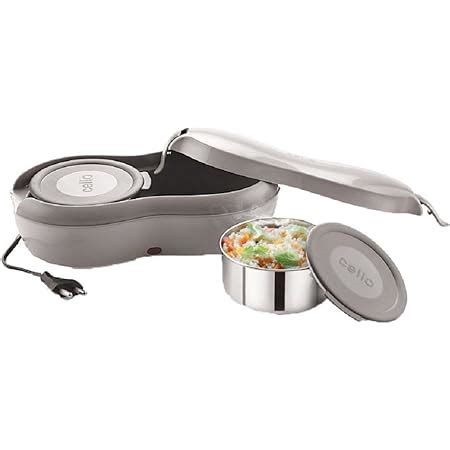 cello atom electric lunch box with 2 containers grey|electric tiffin box heaters.